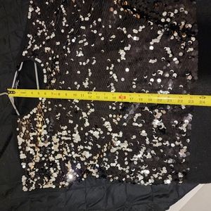 Black and silver sequin top